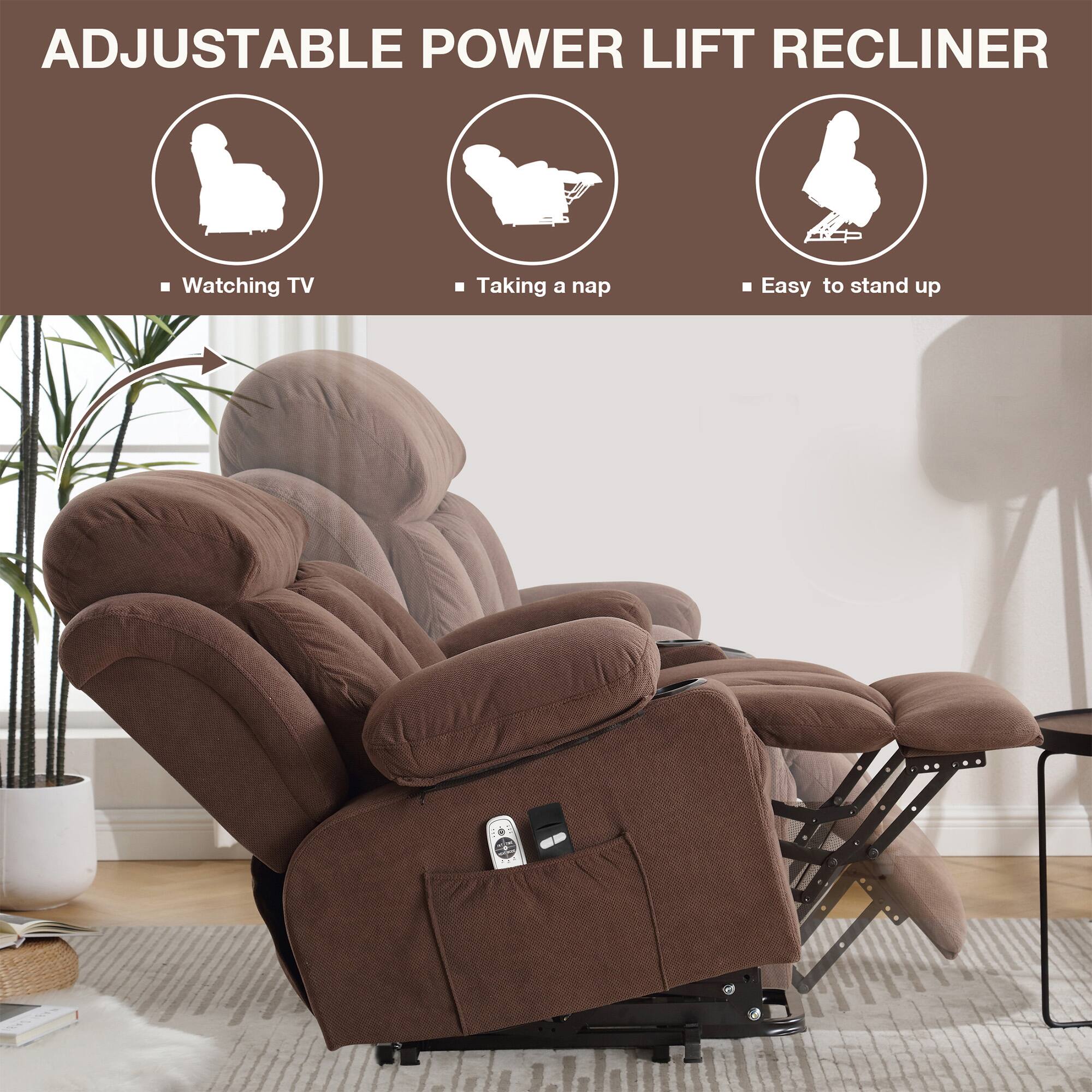 ADJUSTABLE POWER LIFT RECLINER

- Watching TV
- Taking a nap
- Easy to stand up
