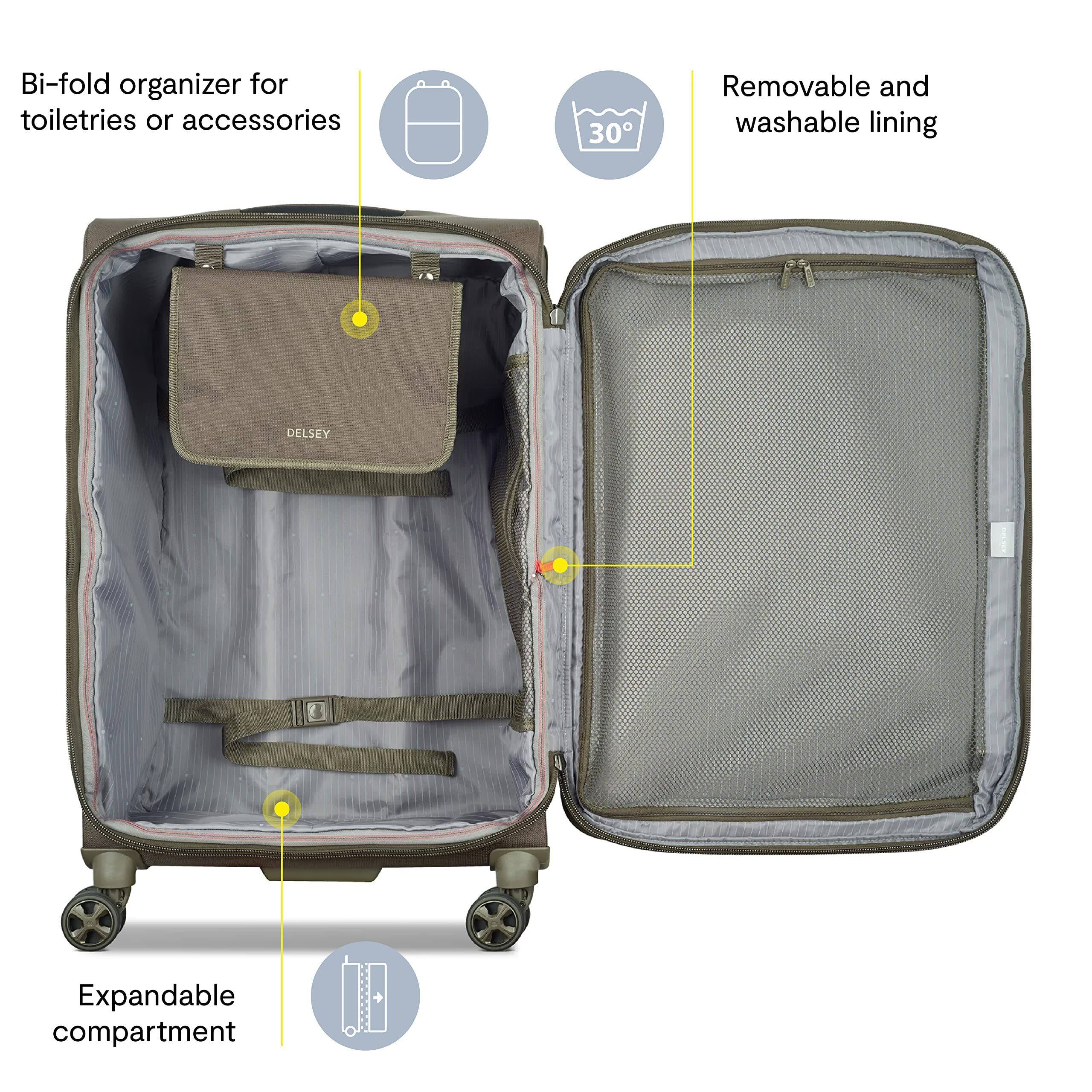 Bi-fold organizer for toiletries or accessories  
Removable and washable lining  
Expandable compartment