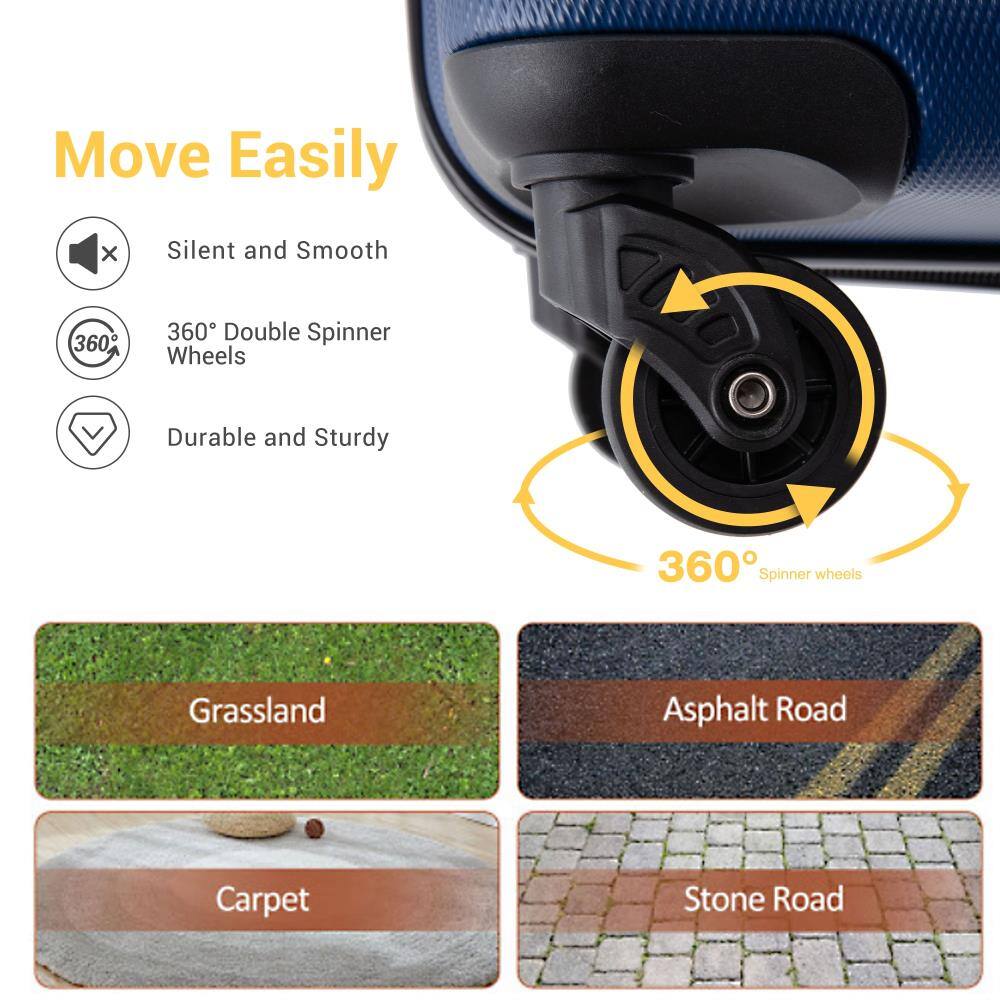 Move Easily

- Silent and Smooth
- 360° Double Spinner Wheels
- Durable and Sturdy

360° Spinner wheels

Grassland  
Asphalt Road  
Carpet  
Stone Road