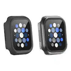 Front. Insignia™ - Bumper with Glass Screen Protector for Apple Watch 40/41mm - Black and Clear.