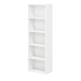 FurniFact - Reversible 5-Tier White Open Shelf Bookcase for Storage and Organization - Brown