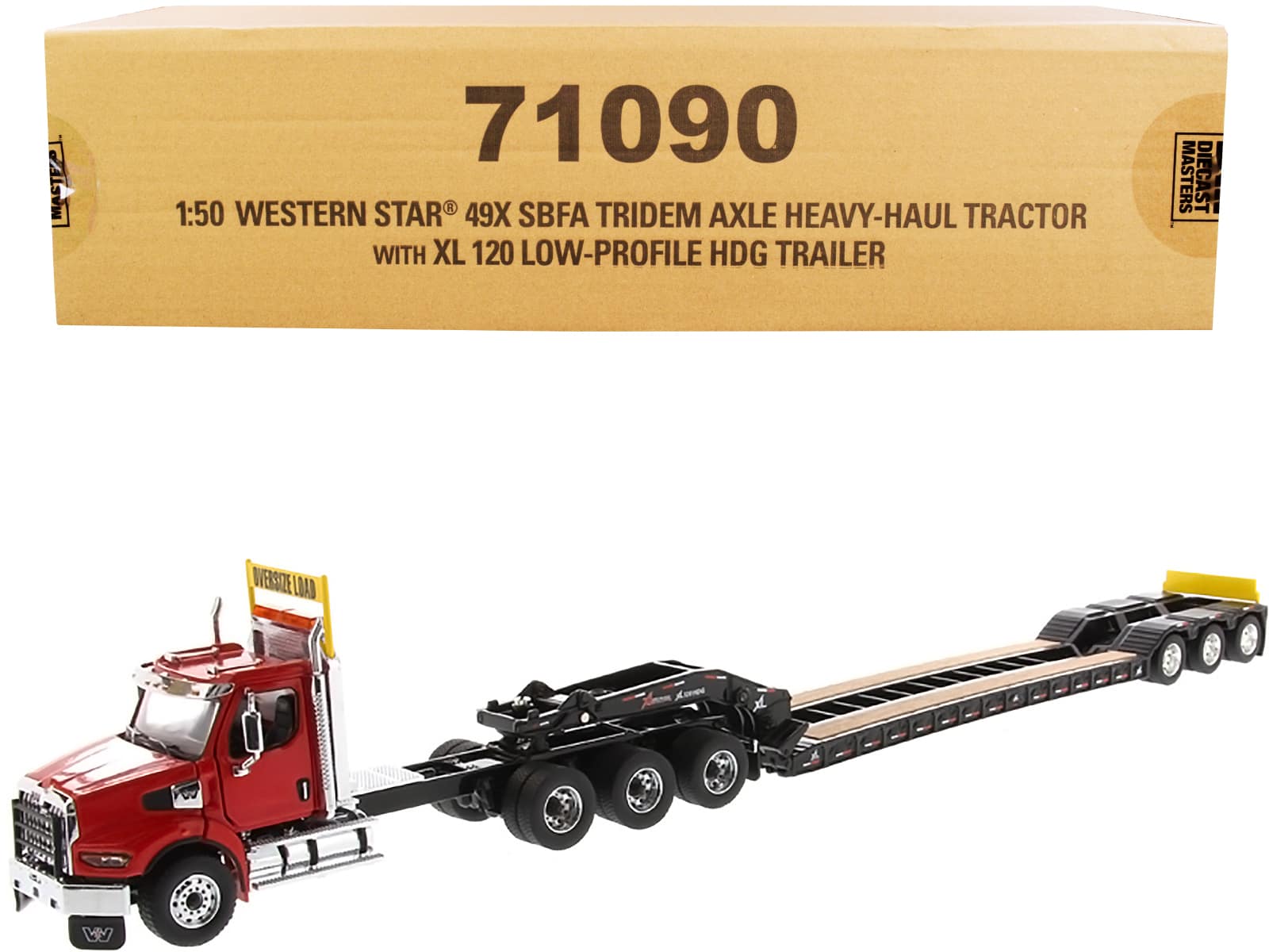 Western Star 49X SBFA Tridem Axle Heavy-Haul Tractor w/Low-Profile HDG Trailer Red and Black 1/50 Model Diecast Masters price history on PriceWatchPro