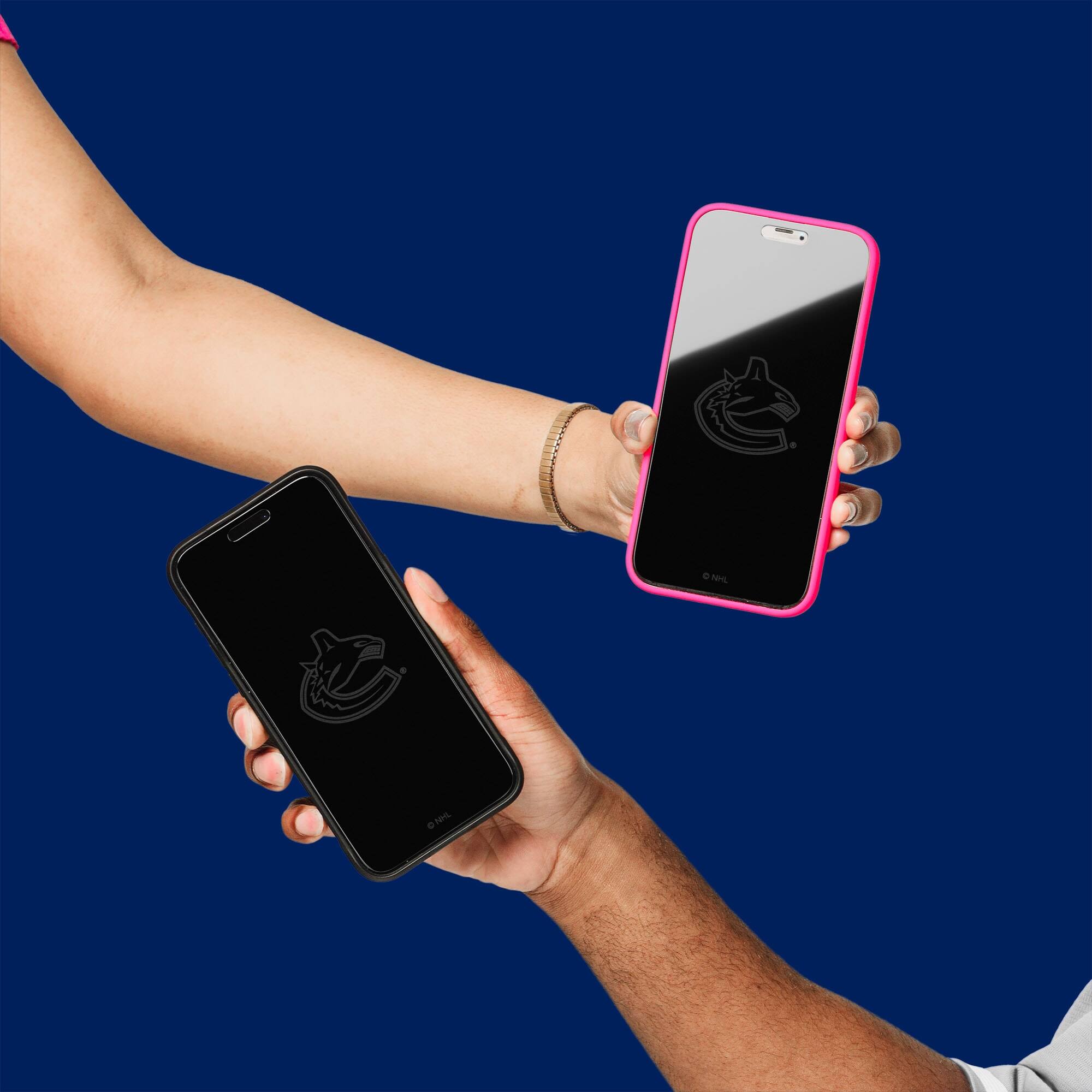 Alt View 2. Screen Skinz - Vancouver Canucks Disappearing Logo iPhone Screen Protector - 16 Pro Max - Multicolor.