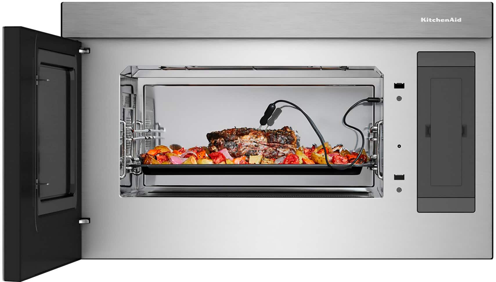 Alt View 11. KitchenAid - 1.1 Cu. Ft. Convection Flush Built-In Over-the-Range Smart Microwave with Sensor Cooking and Air Fry Mode - Stainless Steel.