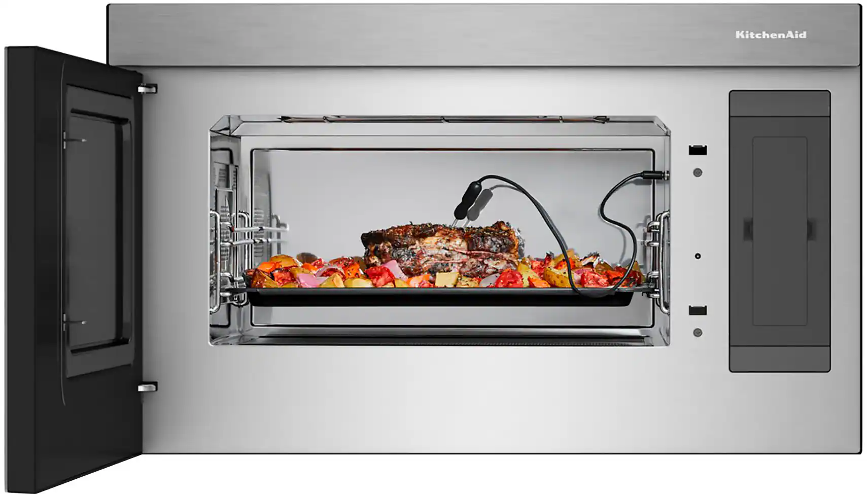 Alt View 11. KitchenAid - 1.1 Cu. Ft. Convection Flush Built-In Over-the-Range Smart Microwave with Sensor Cooking and Air Fry Mode - Stainless Steel.