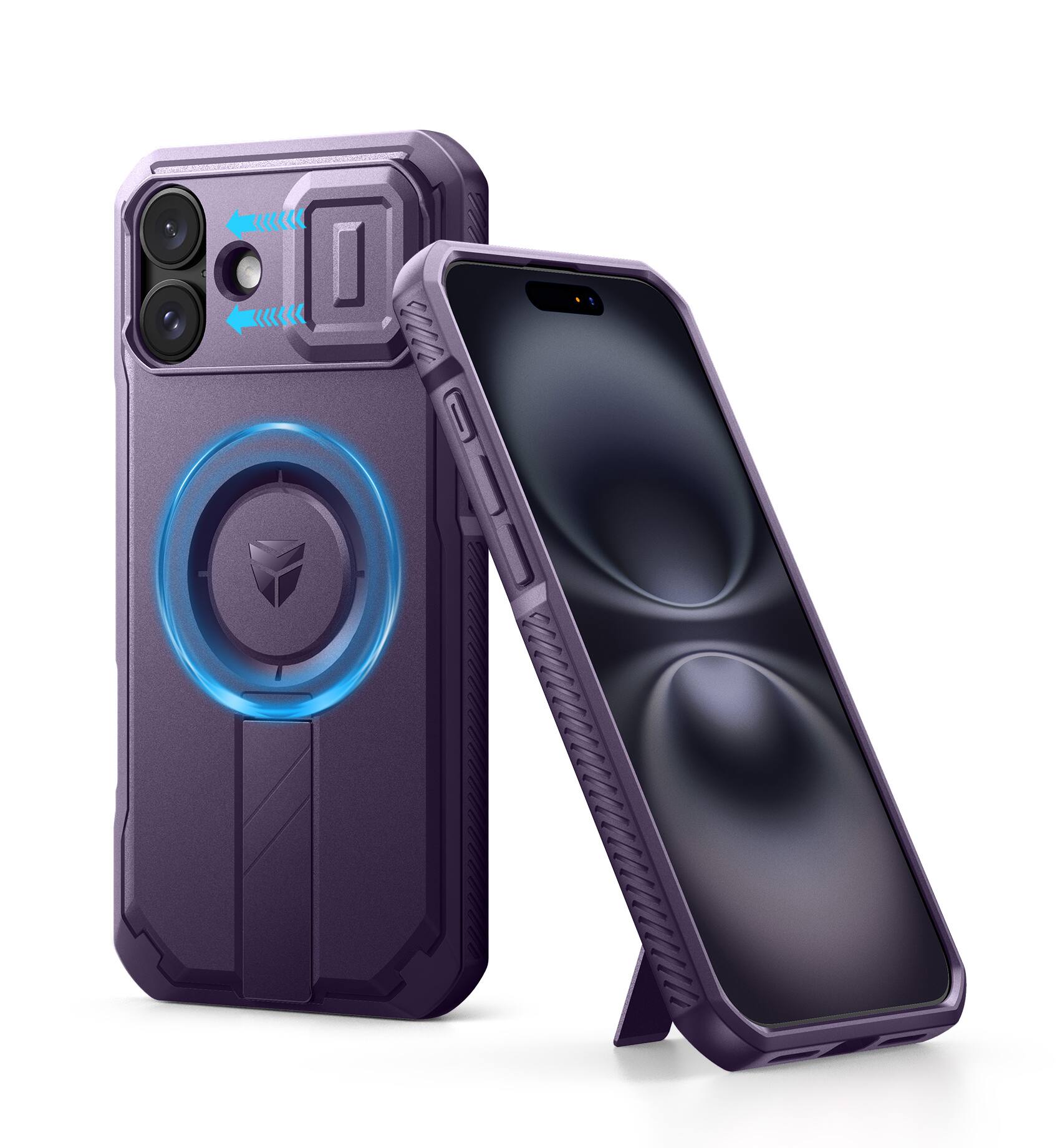 Front. dexnor - Dexnor for iPhone 16 Plus Case with Slide Camera Cover & Adjustable Kickstand,Phantom Purple - Phantom Purple.