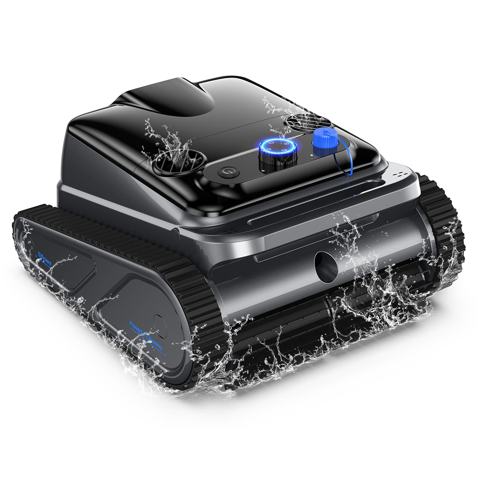 Ecooso - Robotic Pool Vacuum, Cordless Automatic Pool Cleaner w/ Powerful Suction, Wall Climbing, Long Battery Life for All Pools - Black/Blue