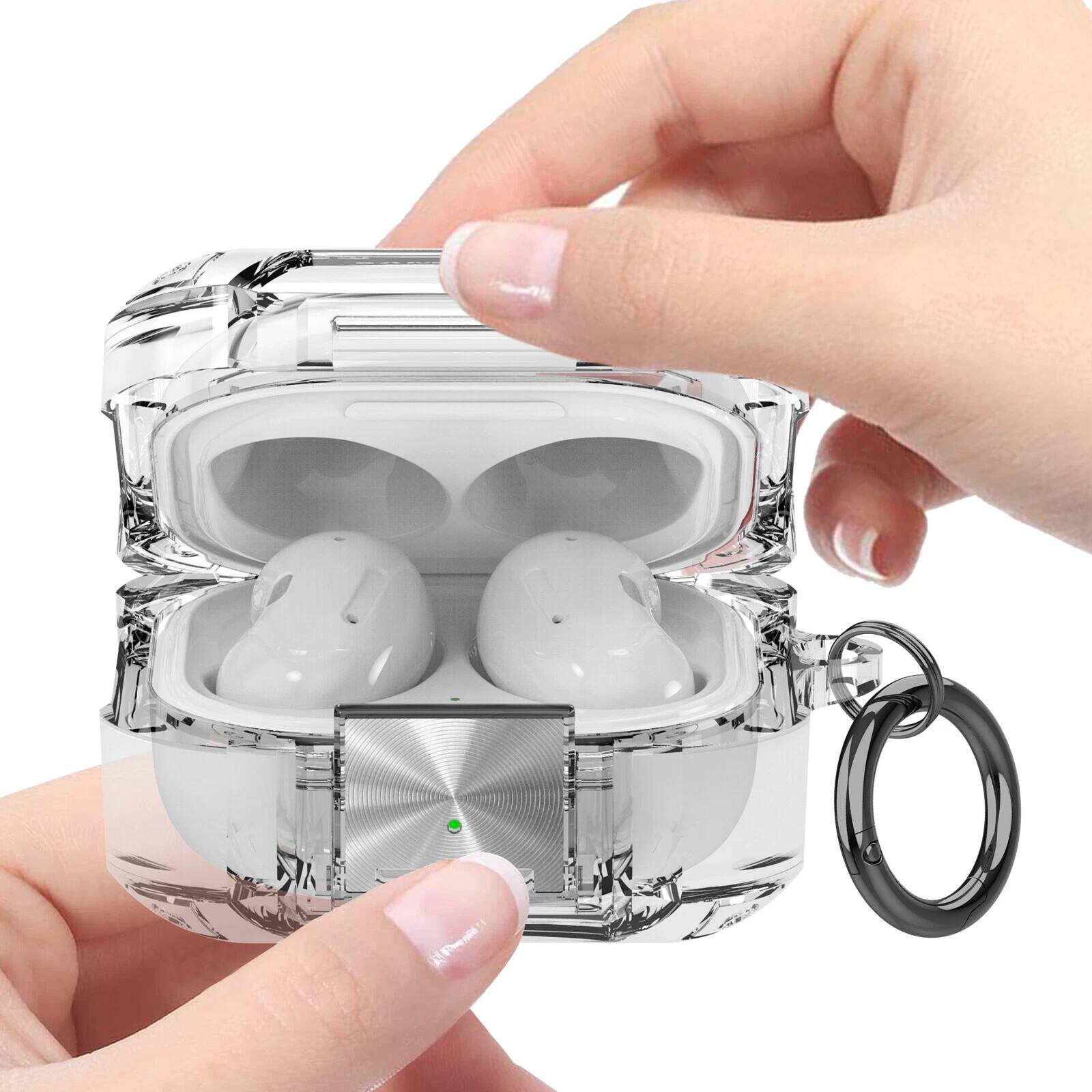 Alt View 4. UUCOVER - Clear Case with Lock and Keychain For Galaxy Buds FE /Galaxy Buds Live /Galaxy Buds2 /Galaxy Buds Pro /Galaxy Buds2 Pro - Clear.