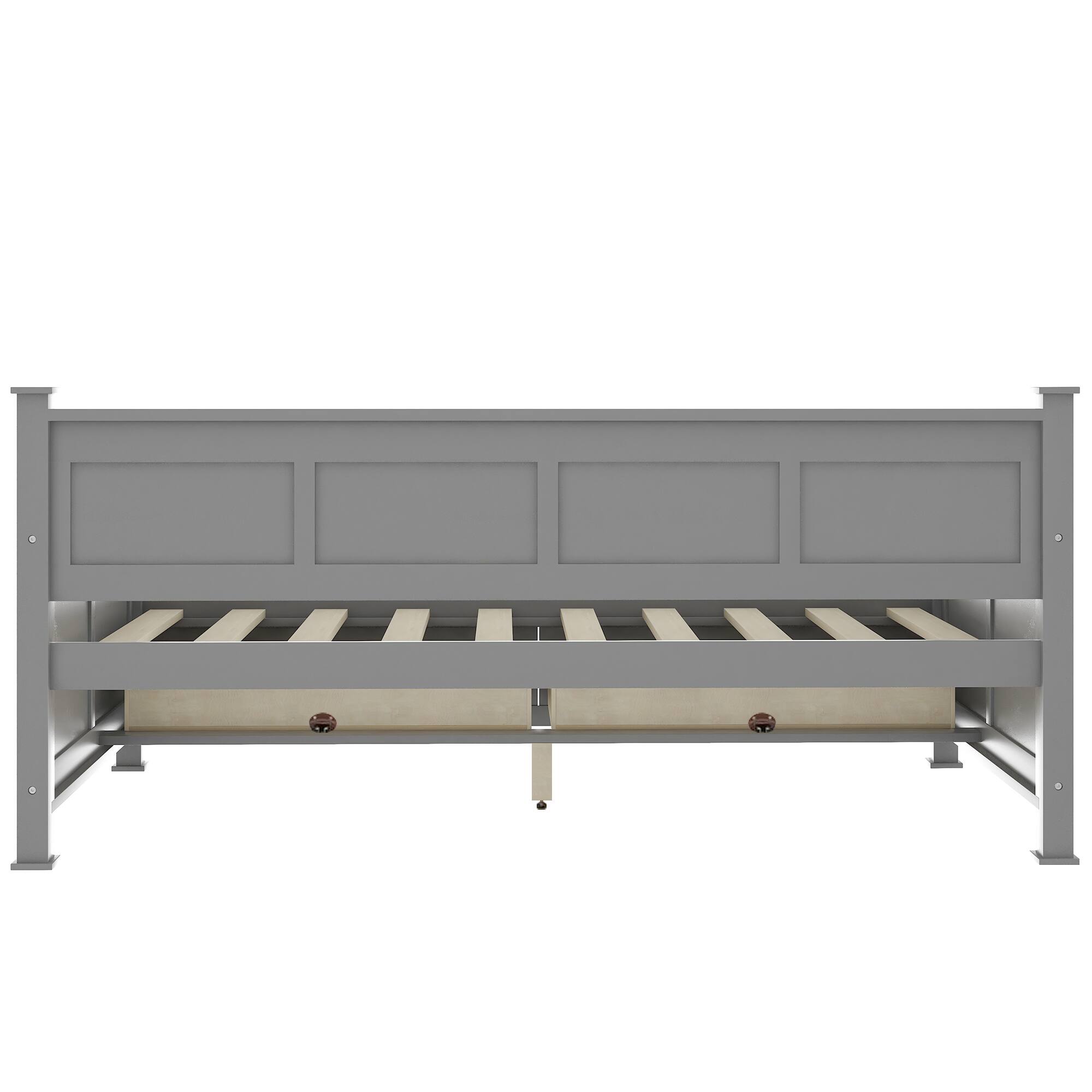 Alt View 7. Tiramisubest - Twin Size Daybed with 2 Large Drawers, X-shaped Frame, Modern and Rustic Casual Style Daybed, Gray - Gray.