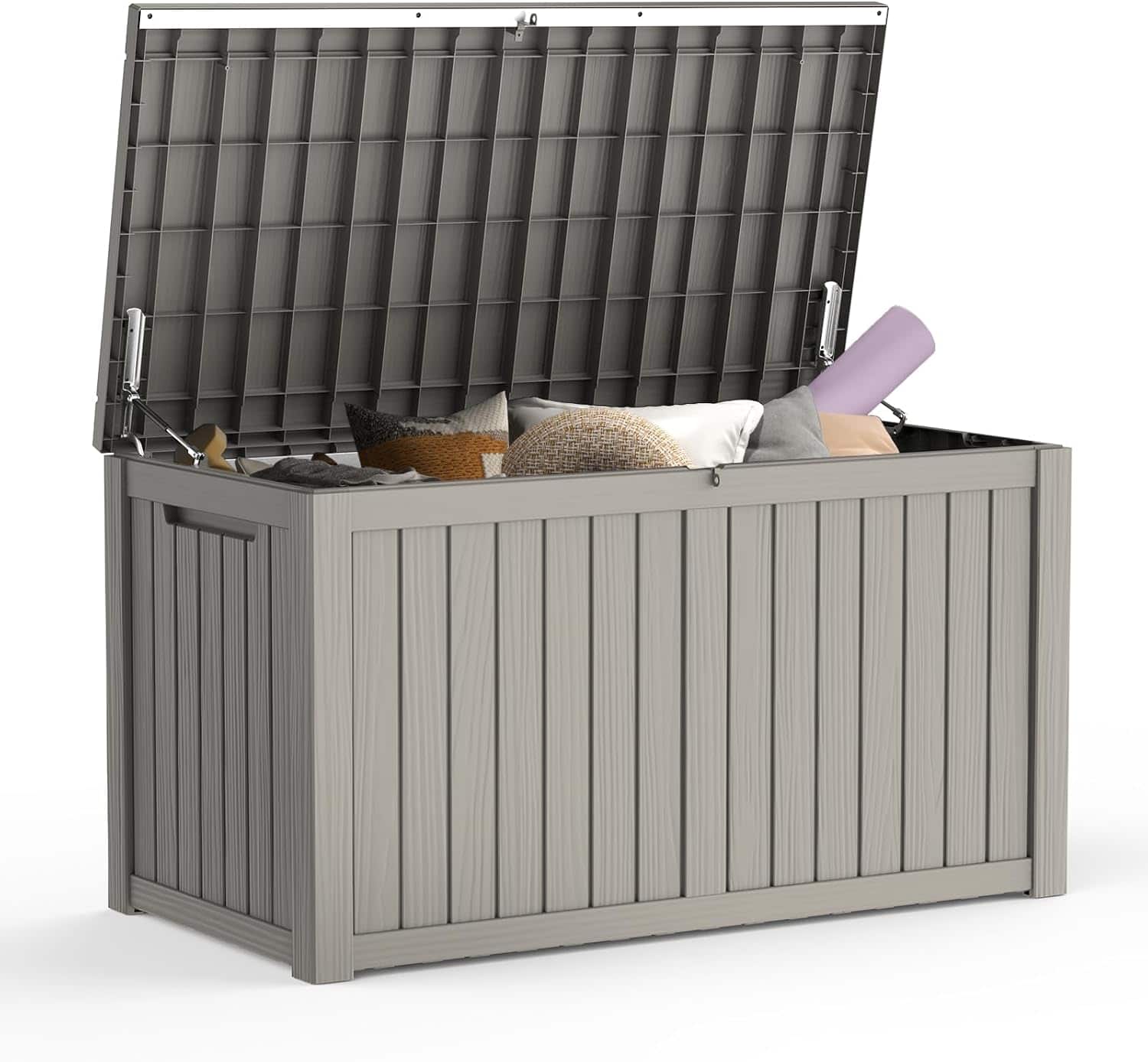 Decksplore - 180 Gallon Resin Deck Box, Lockable Patio Outdoor Storage Box for Furniture， Waterproof Outside Storage Boxes