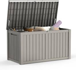 Decksplore - 180 Gallon Resin Deck Box, Lockable Patio Outdoor Storage Box for Furniture, Waterproof Outside Storage Boxes