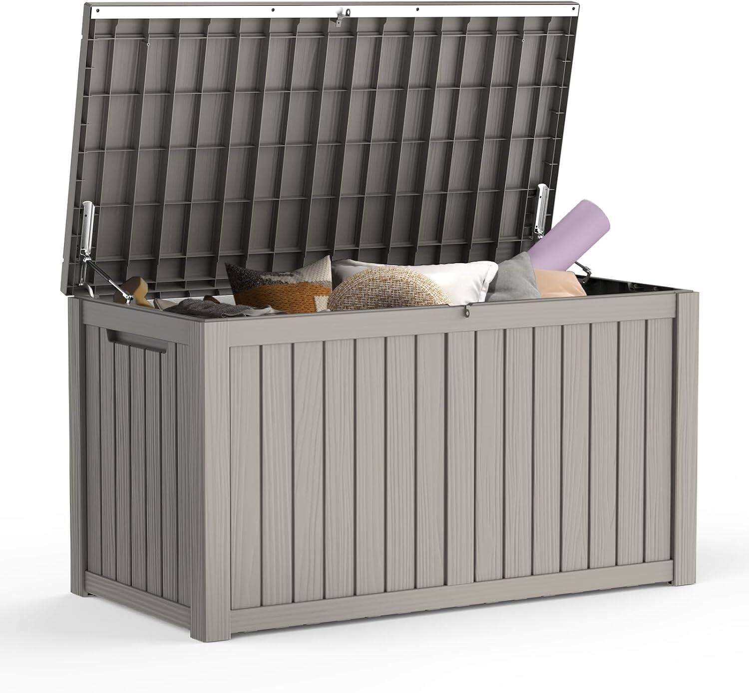 Front. Decksplore - 180 Gallon Resin Deck Box, Lockable Patio Outdoor Storage Box for Furniture， Waterproof Outside Storage Boxes.