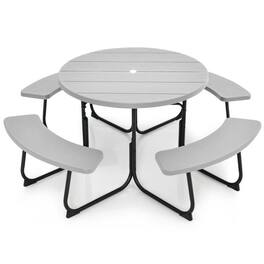 Hivvago - Grey All Weather 8 Seater Picnic Table with Umbrella Hole - Gray
