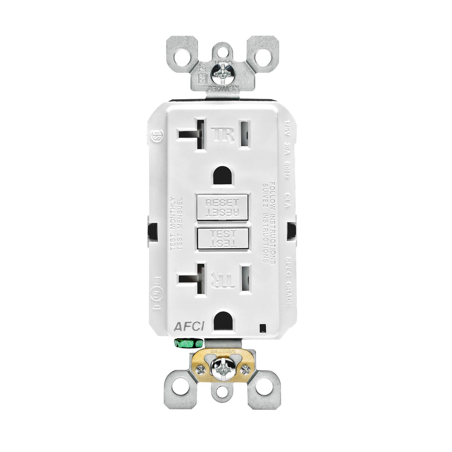 DIAVED  
Y MONTHLY MENSUEL RESET RESET SUIVEZ FOLLOW TEST TEST TEST TEST TR INSTRUCTIONS INSTRUCTIONS UI AFCI  
125V 20A 60Hz CLA SPEC GRADE  
LOWIND
