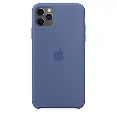 Front. Apple - Apple iPhone 11 Pro Max Silicone Case - Linen Blue - Blue.