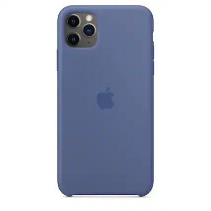 Front. Apple - Apple iPhone 11 Pro Max Silicone Case - Linen Blue - Blue.