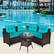 Alt View 8. Costway - 4PCS Outdoor Patio Rattan Furniture Set Cushioned Sofa Table - Dark Brown/Turquoise.