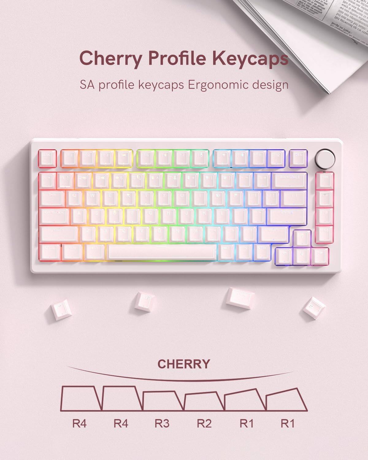 Cherry Profile Keycaps  
SA profile keycaps Ergonomic design  

Cherry  
R4 R4 R3 R2 R1 R1