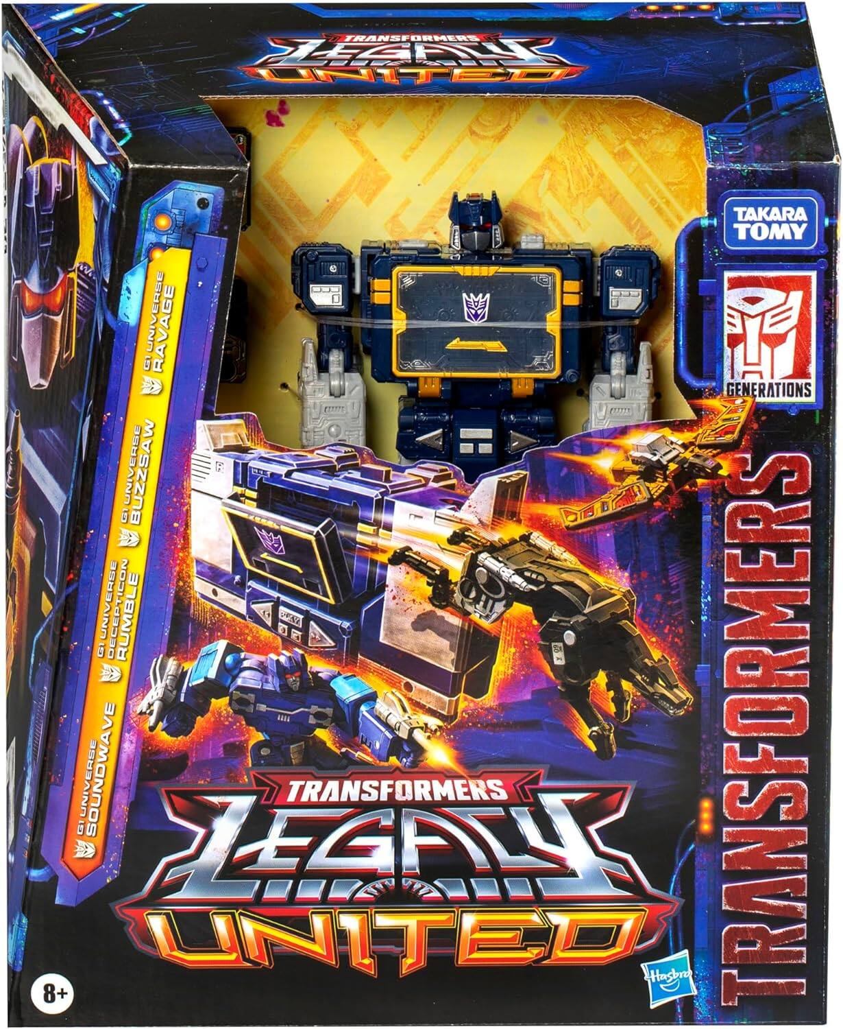 TRANSFORMERS LEGION UNITED  
TAKARA TOMY  
GENERATIONS  
G1 UNIVERSE  
DECEPTICON  
RUMBLE  
8+  
SSOSAINDI  
SOUNDWAVE  
JEGENT UNITED  
TRANSFORMERS  
Hasbro