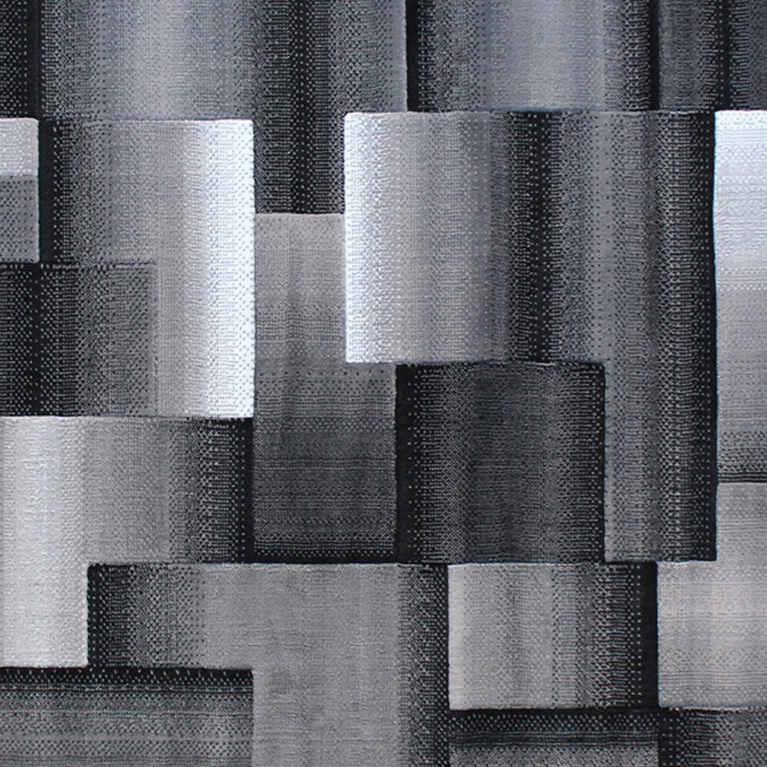 Alt View 6. Emma + Oliver - Malaga Modern Cubist Olefin Accent Runner Rug in Gradient Shades with Natural Jute Backing - Grey.