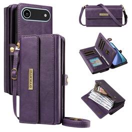 Dteck - Wallet Case for Apple iPhone Air, Shockproof PU Leather Flip RFID Blocking Card Slots with Shoulder Strap - Purple