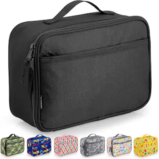 Front. Zulay Kitchen - Zulay Thermal Kids Lunch Cooler - Spacious Compartment & Built-In Handle - Black.
