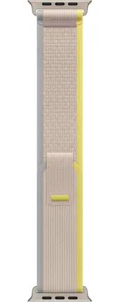 Front. Apple - Apple Watch Band - Trail Loop (49mm) - Yellow/Beige with Rugged Titanium Finish - S/M - Yellow.