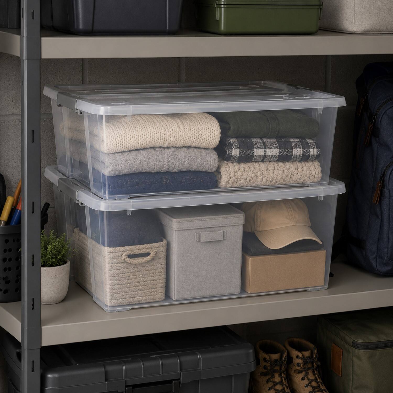 Alt View 1. Sorbus - Sorbus 4 Pack 40qt Underbed Bins with Lids and Handles - Clear.