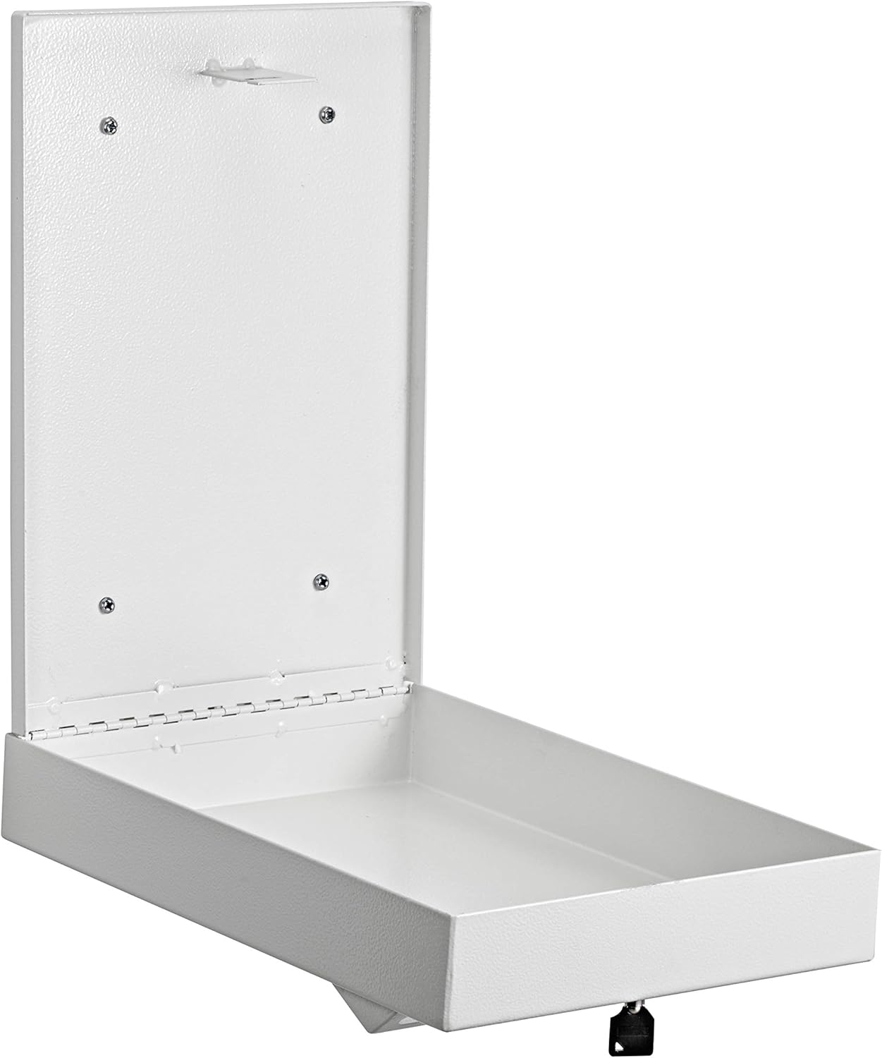 Left. AdirOffice - Safe Steel Slim Wall-Mounted Drop Box with Key Lock - White.
