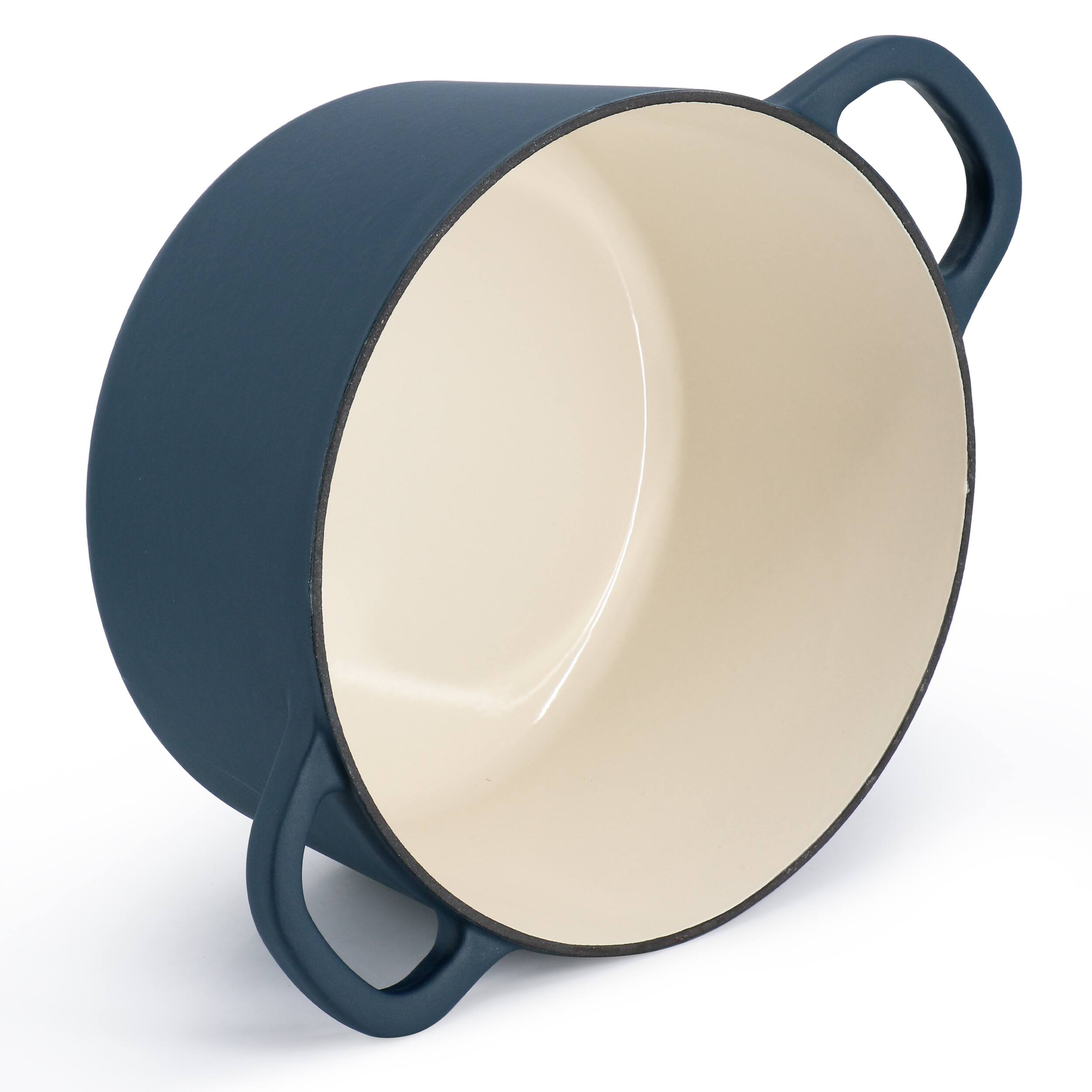 Alt View 2. Crockpot - Crockpot Artisan 5 Quart Enameled Cast Iron Dutch Oven in Matte Navy Blue - Navy Blue.