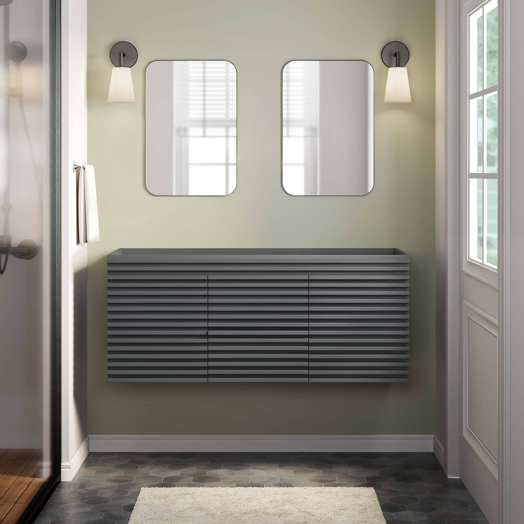 Back. Modway - Render 48" Wall-Mount Bathroom Cabinet Basin Not Included by Modway - Gray.