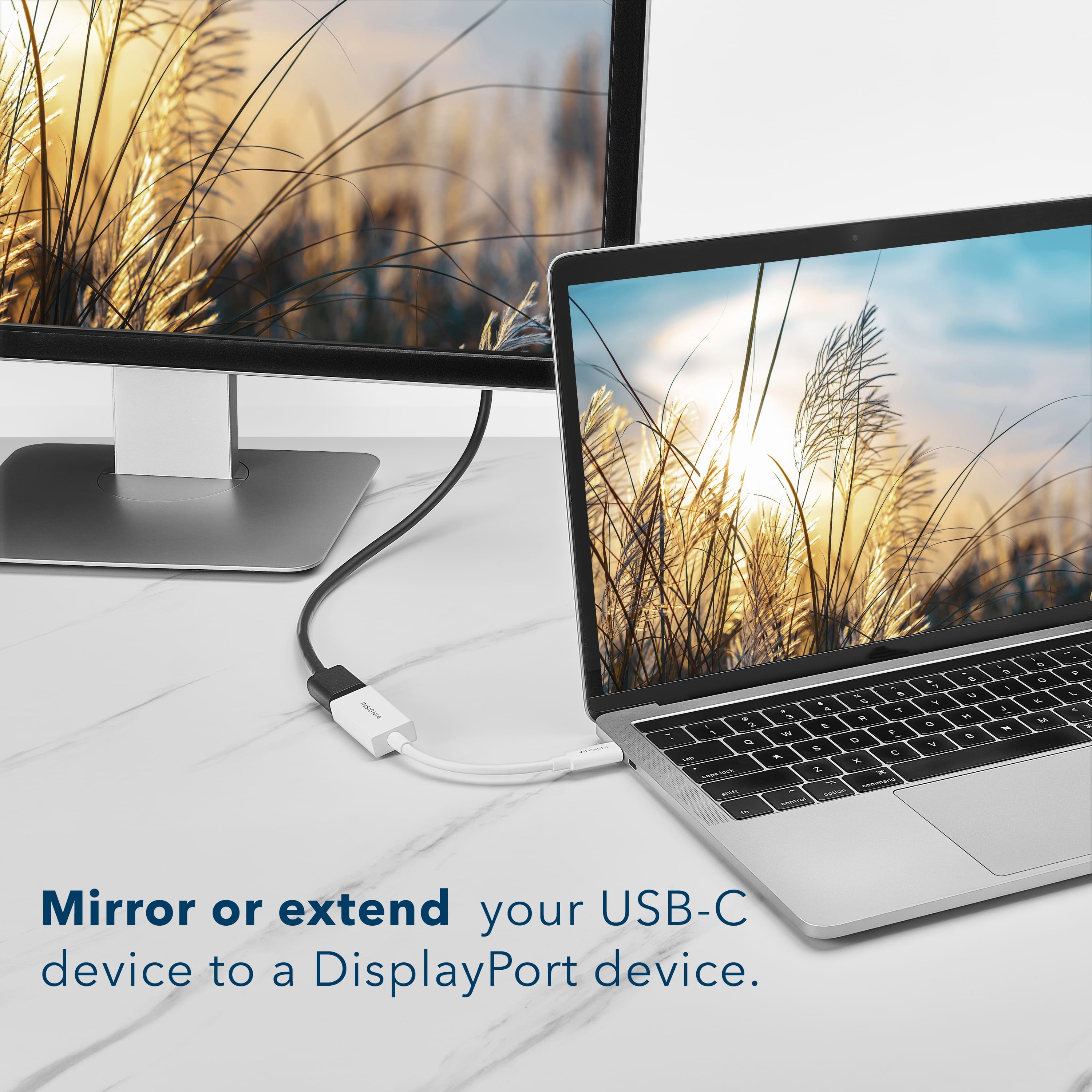 Mirror or extend your USB-C device to a DisplayPort device.