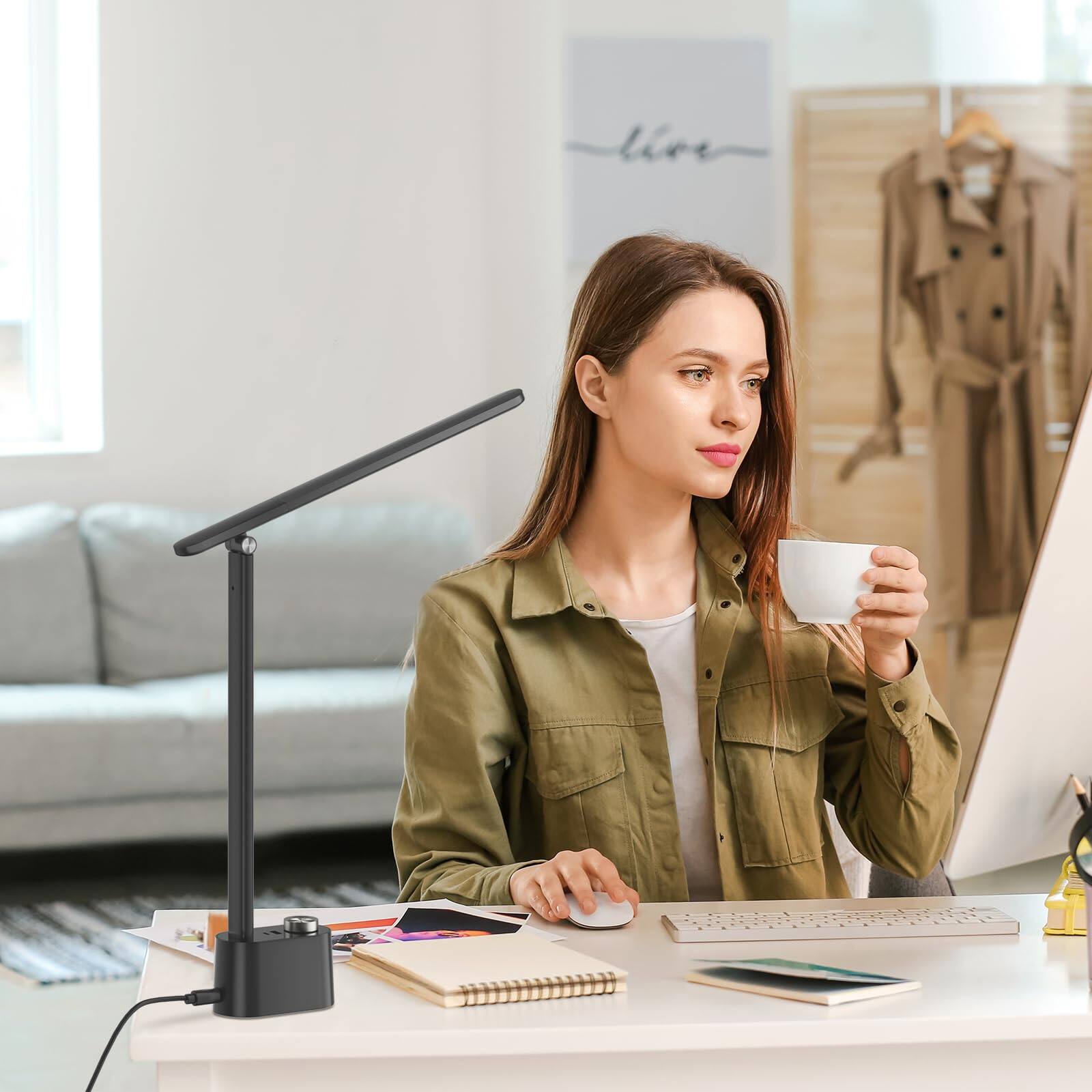 Left. Honeywell - Honeywell Sunturalux LED Foldable Desk Lamp H01 Pro Stepless Dimmable Eye Caring Desk Light - Black.