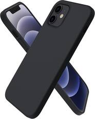 Front. Ornarto - ORNARTO Compatible with iPhone 12 Mini Case 5.4", Slim Liquid Silicone 3 Layers Full Covered Phone Case-Black - Black.