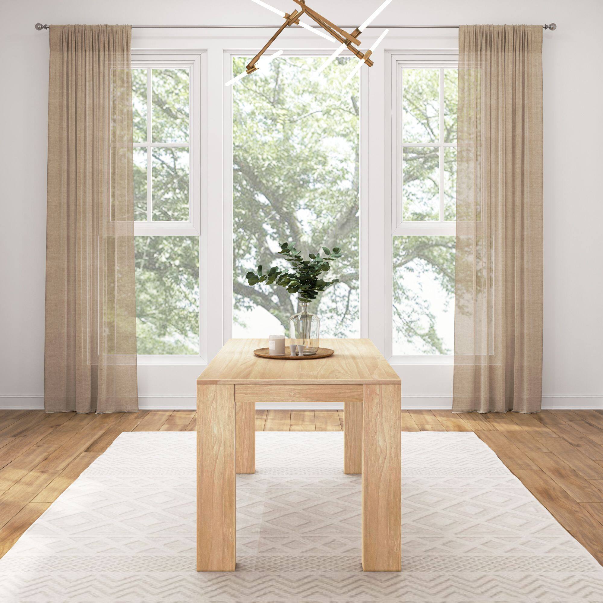 Alt View 4. Plank+Beam - Modern Rectangular Dining Table (60in / 1524mm), Blonde Wirebrush - Blonde Wirebrush.