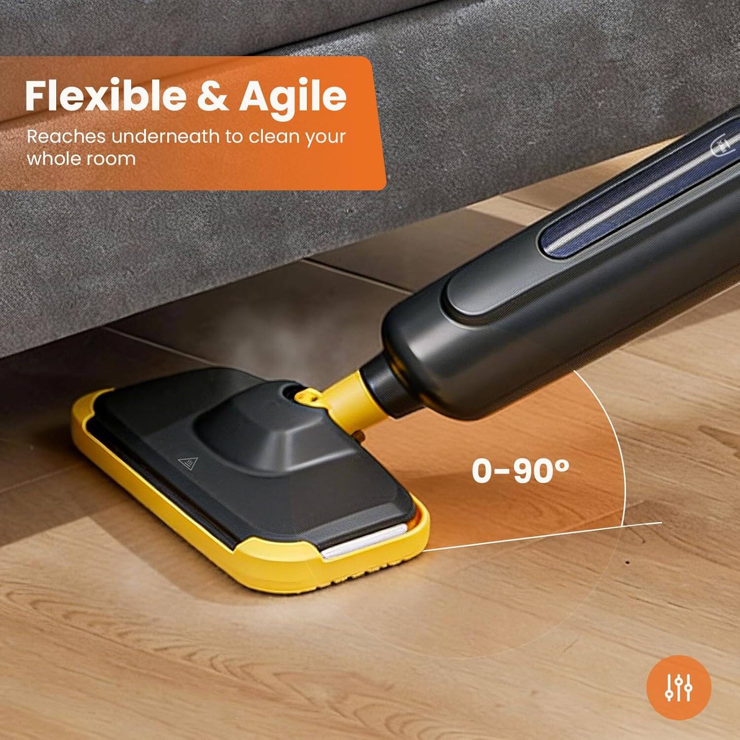 Flexible & Agile  
Reaches underneath to clean your whole room  
0-90°