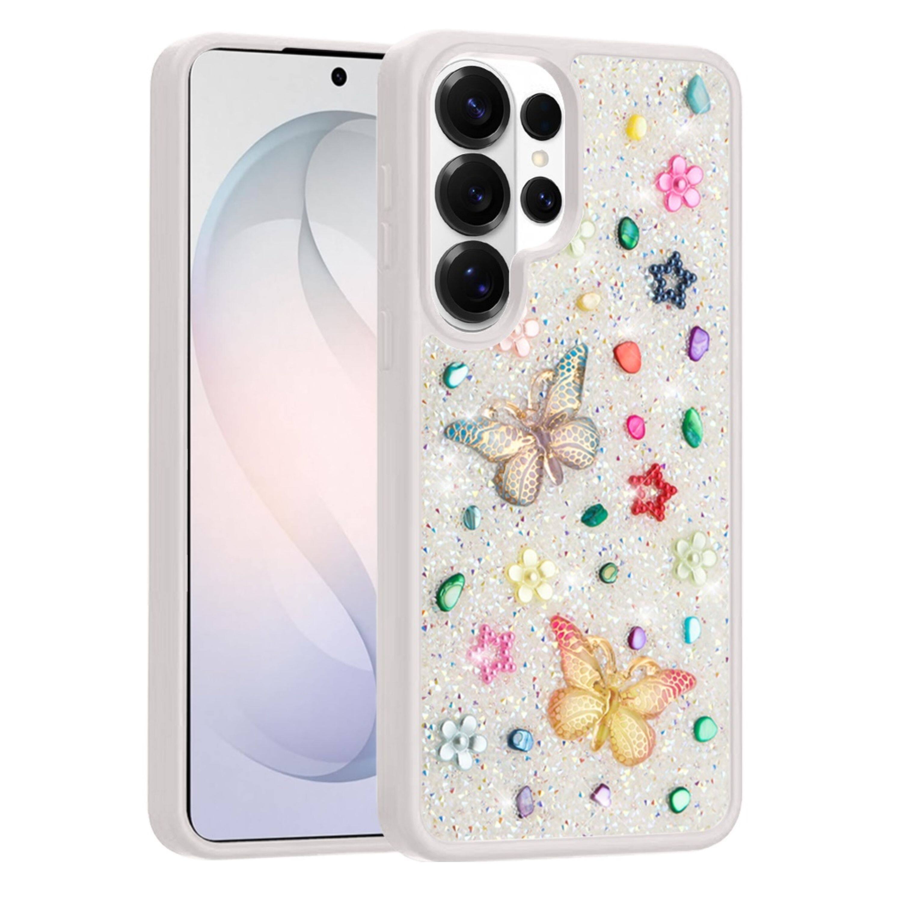 Kitcheniva - Butterfly 3D Jewel Glitter Phone Case With Tempered Glass For Samsung Galaxy S26 Ultra - White price history on PriceWatchPro