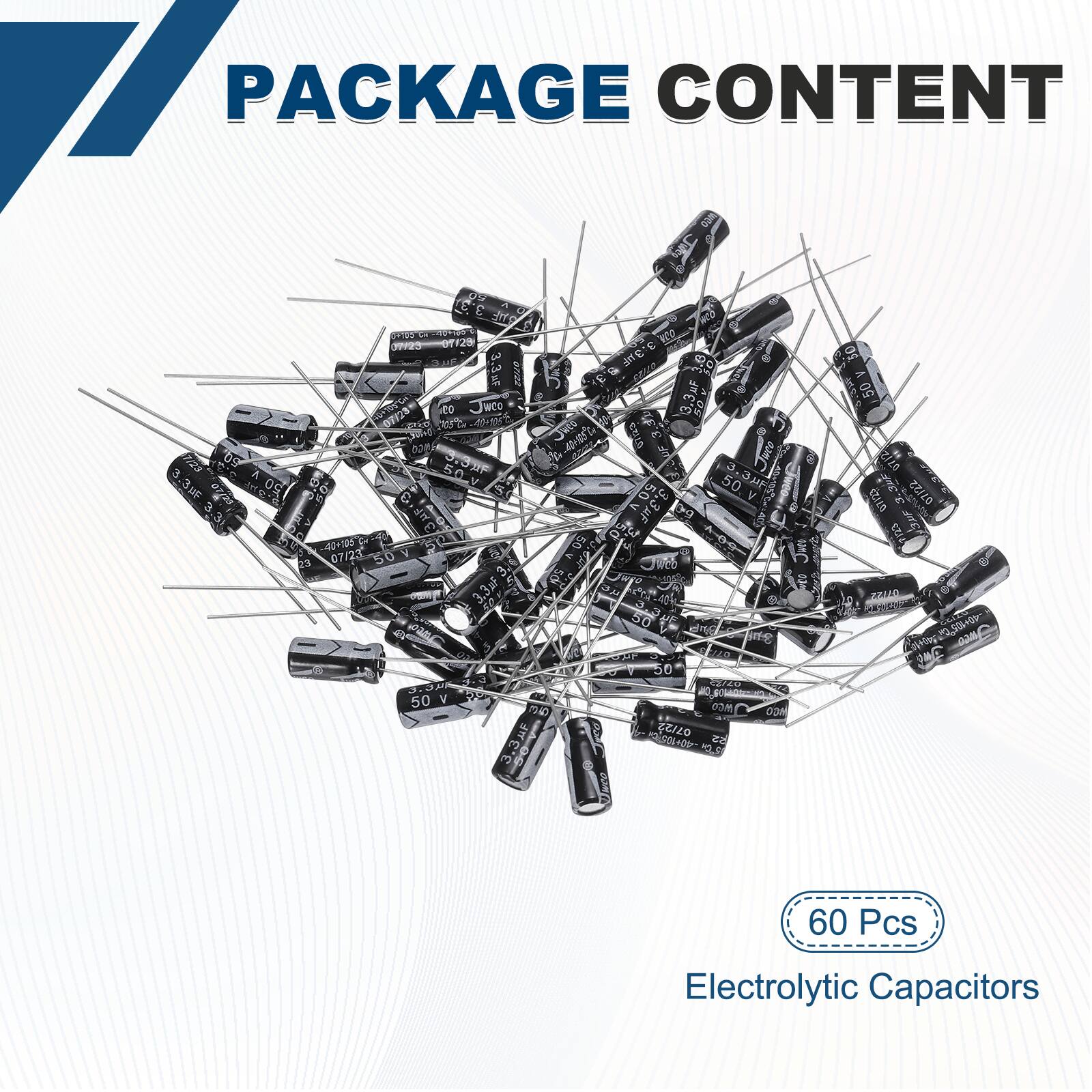 PACKAGE CONTENT

60 Pcs Electrolytic Capacitors