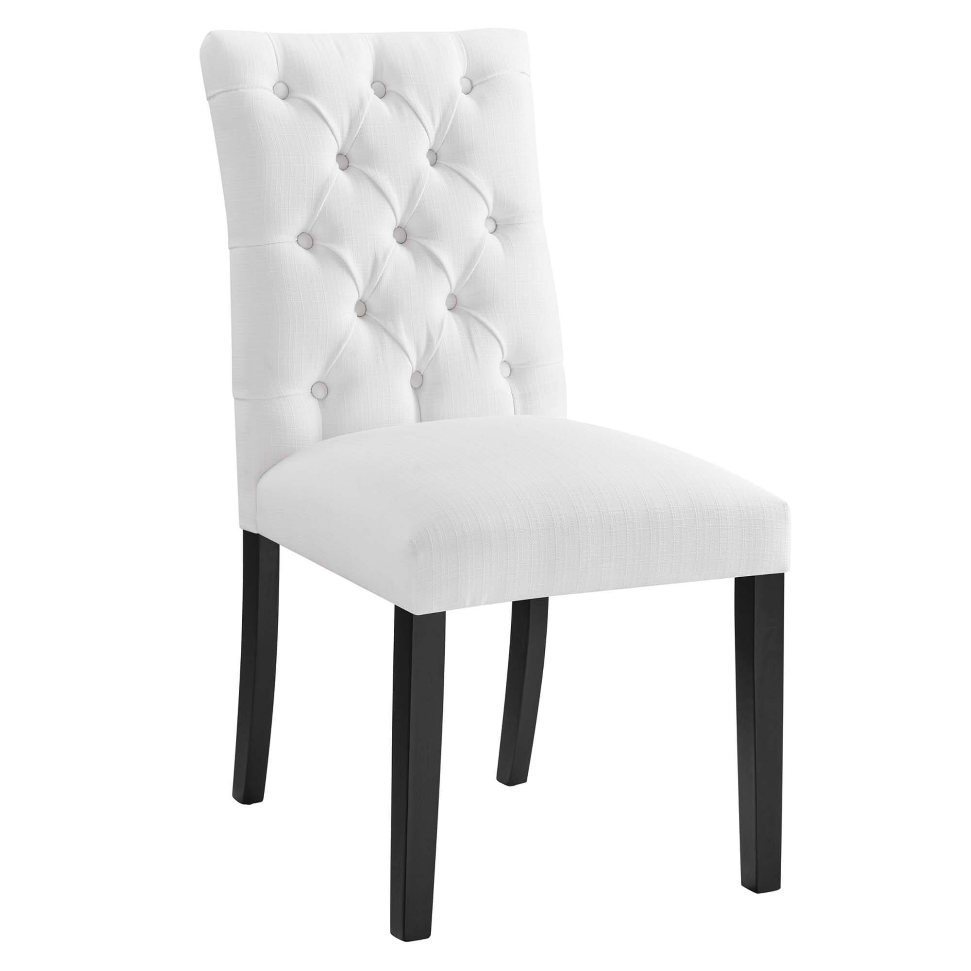 Duchess Button Tufted Fabric Dining Chair by Modway - White