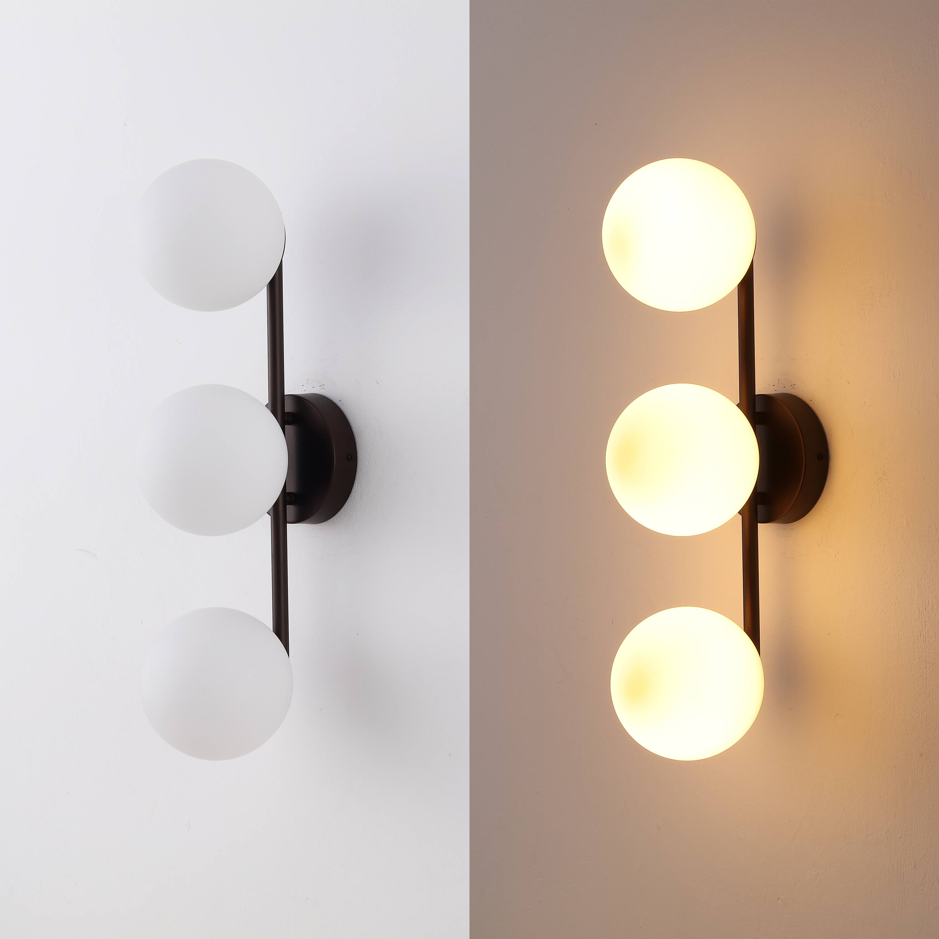 Alt View 6. Jonathan Y - Nash 23" Mid-Century Modern Oil Rubbed Bronze 3-Light Metal Vanity Light with White Glass Globe Shades Wall Sconce - Oil Rubbed Bronze.