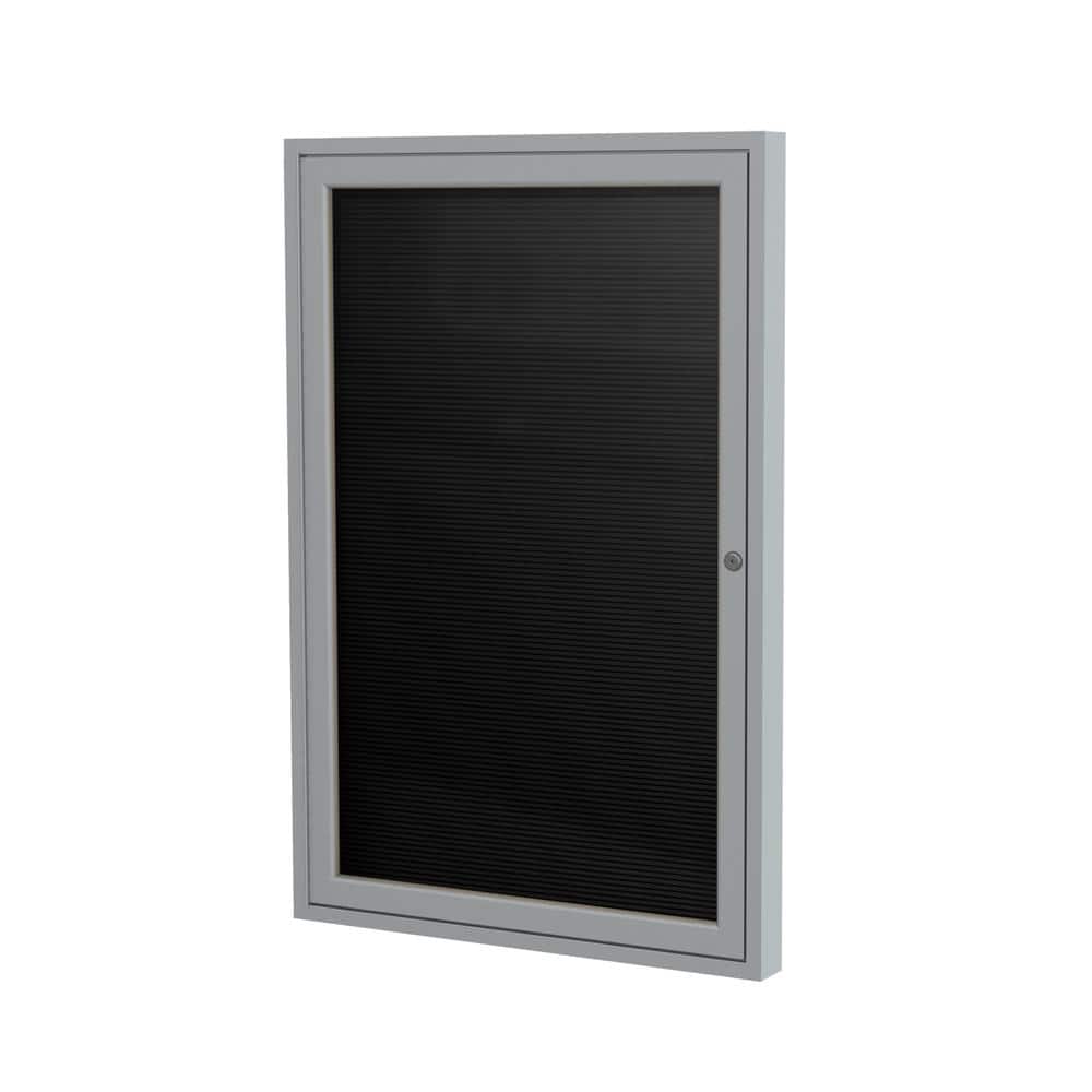Ghent - 1 Door Enclosed Letter Board with Satin Aluminum Frame, Black, 24"H x 18"W, Black