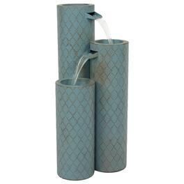 Sunnydaze - Moroccan Trellis 3-Column Zinc Outdoor Garden Fountain - 27.5" - Blue