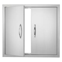 VEVOR - BBQ Access Door, 26W x 24H Inch Double Outdoor Kitchen Door, Stainless Steel Flush Mount Door, Wall Vertical Door - Silver