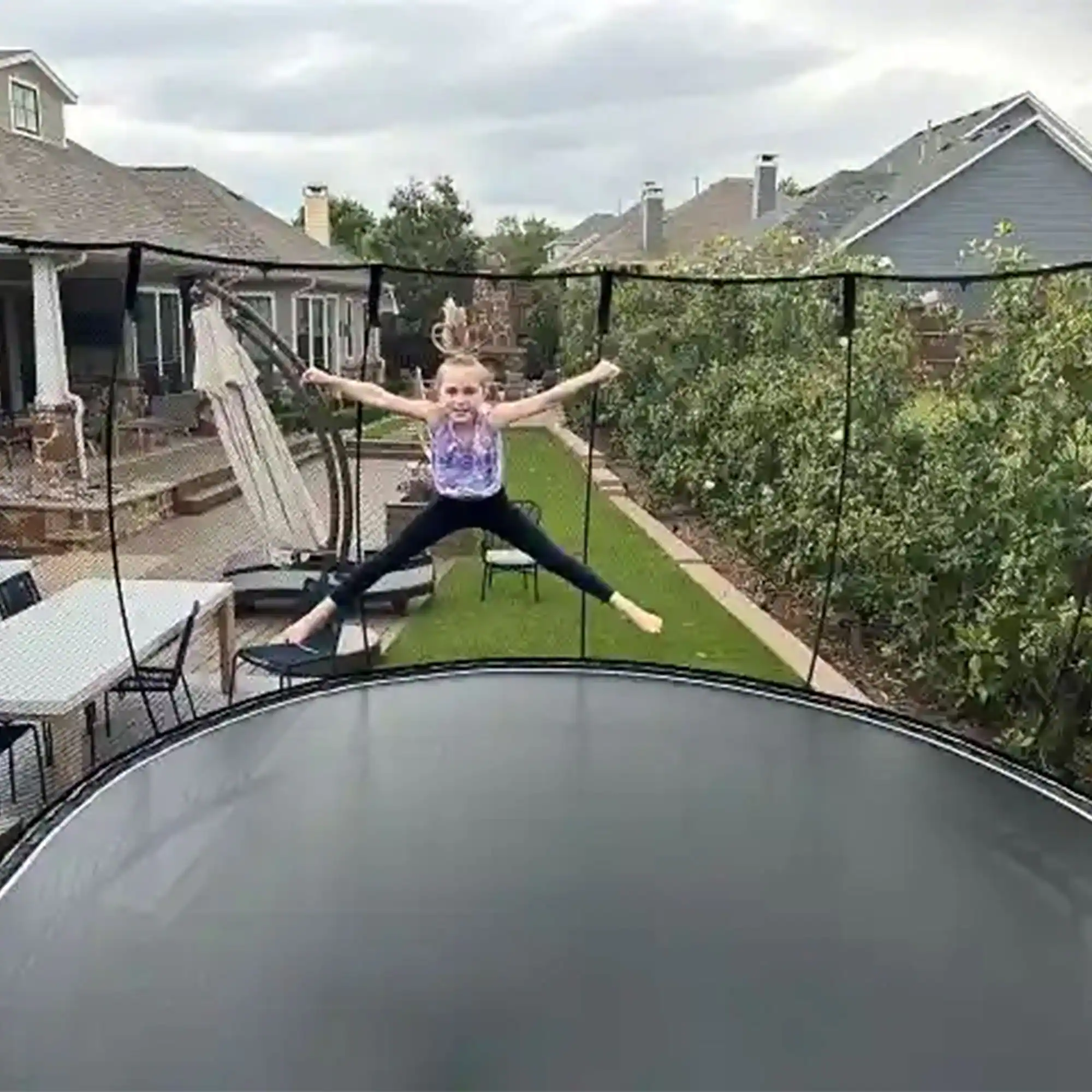 Alt View 4. Springfree Trampoline - Springfree Trampoline 12'x19' Jumbo Oval Trampoline with 22'x29' Space Required - Blue, Black.