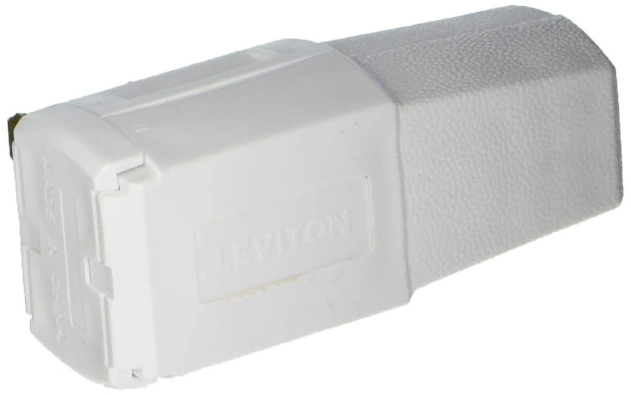 Front. Leviton - Leviton Commercial and Residential Thermoplastic Straight Blade Plug 1-15P 18/2 - 16/2 AWG 2 Pole 2 - White.