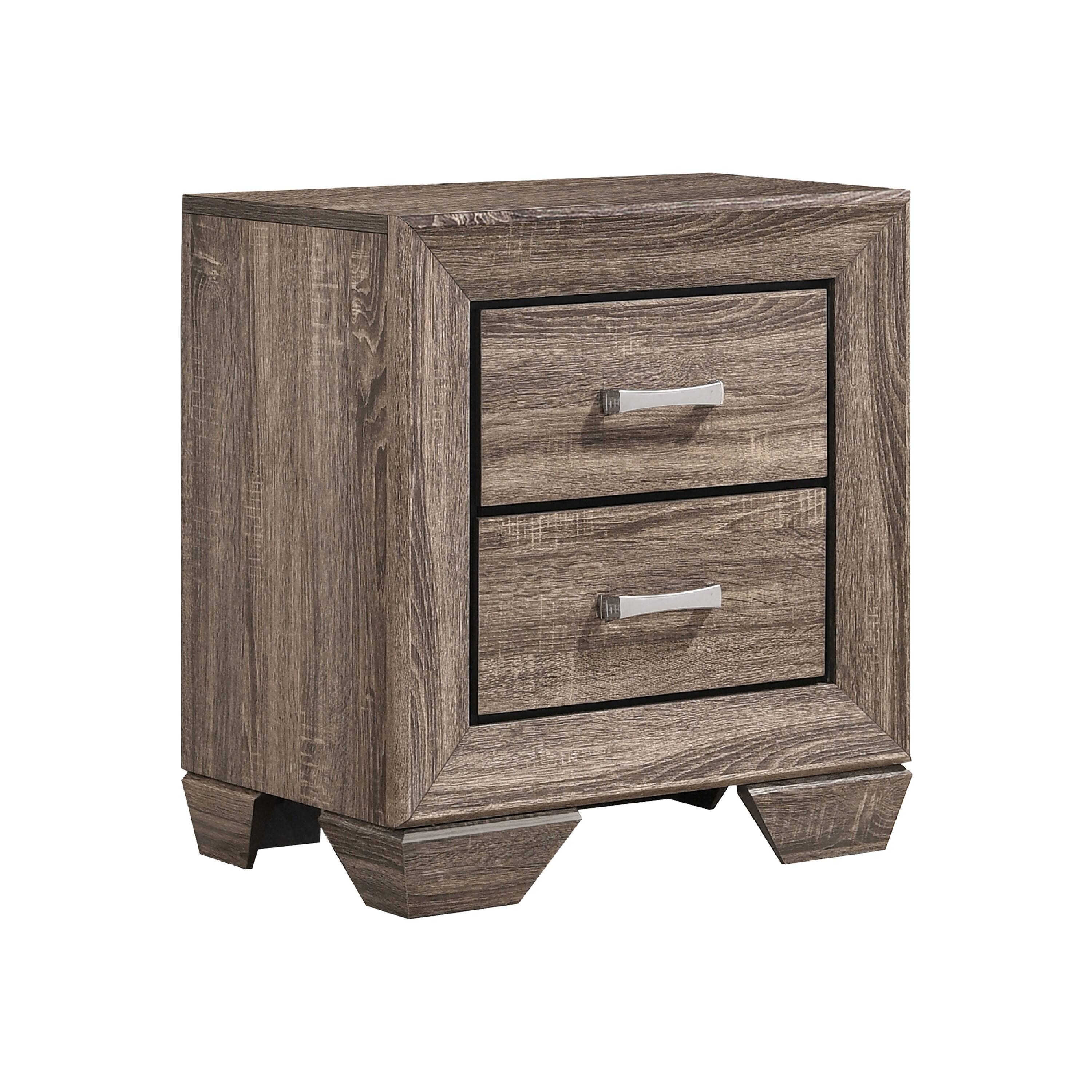 Front. Manhattan Lane - Transitional Style Wooden Nightstand with Two Drawers and Tapered Feet - Brown.