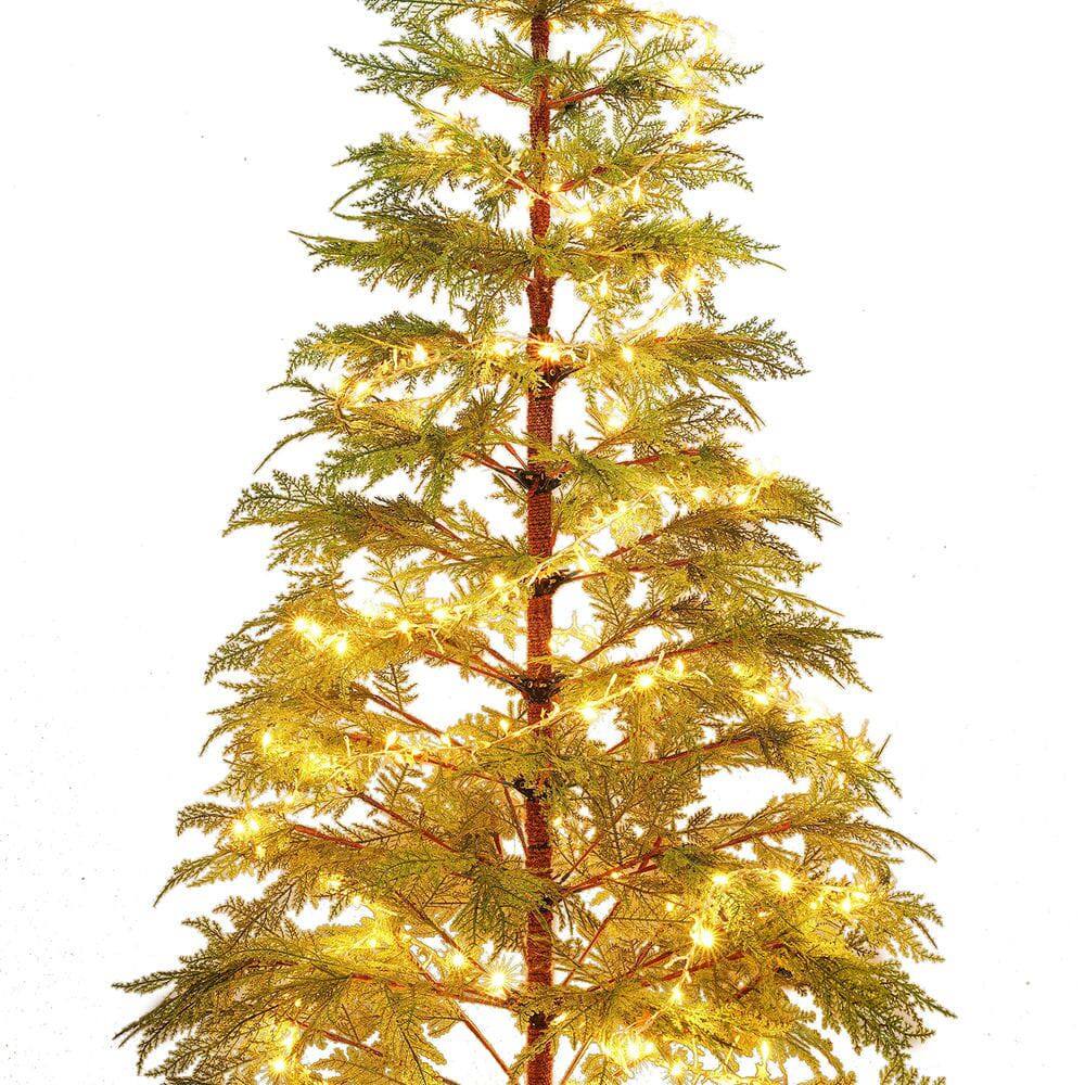 Alt View 6. Resenkos - 6ft Pre-Lit Artificial Christmas Tree, Hinged Branches for Easy Setup with 612 Tips and LED Lights, Green - Green.