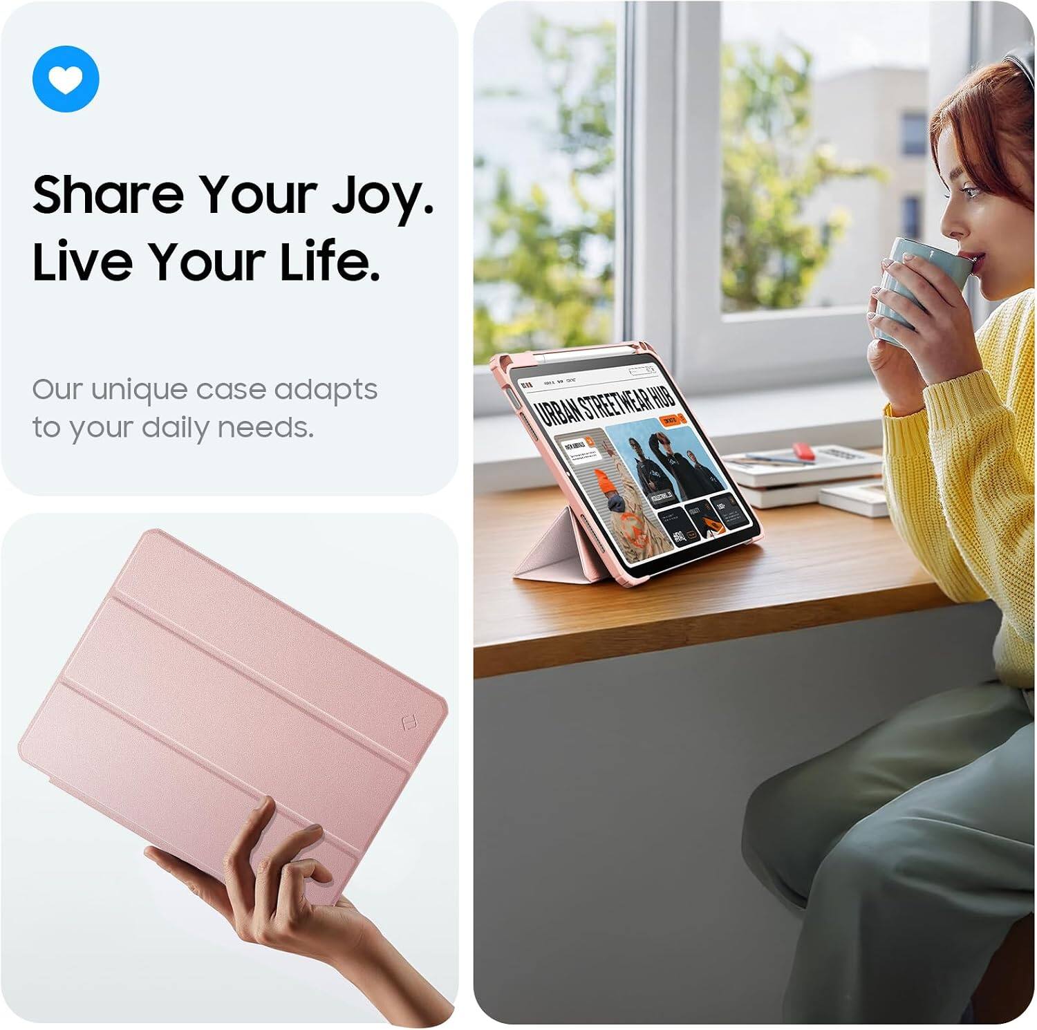 Share Your Joy. Live Your Life.  
Our unique case adapts to your daily needs.  
- STREETWEAR HUB URBAN