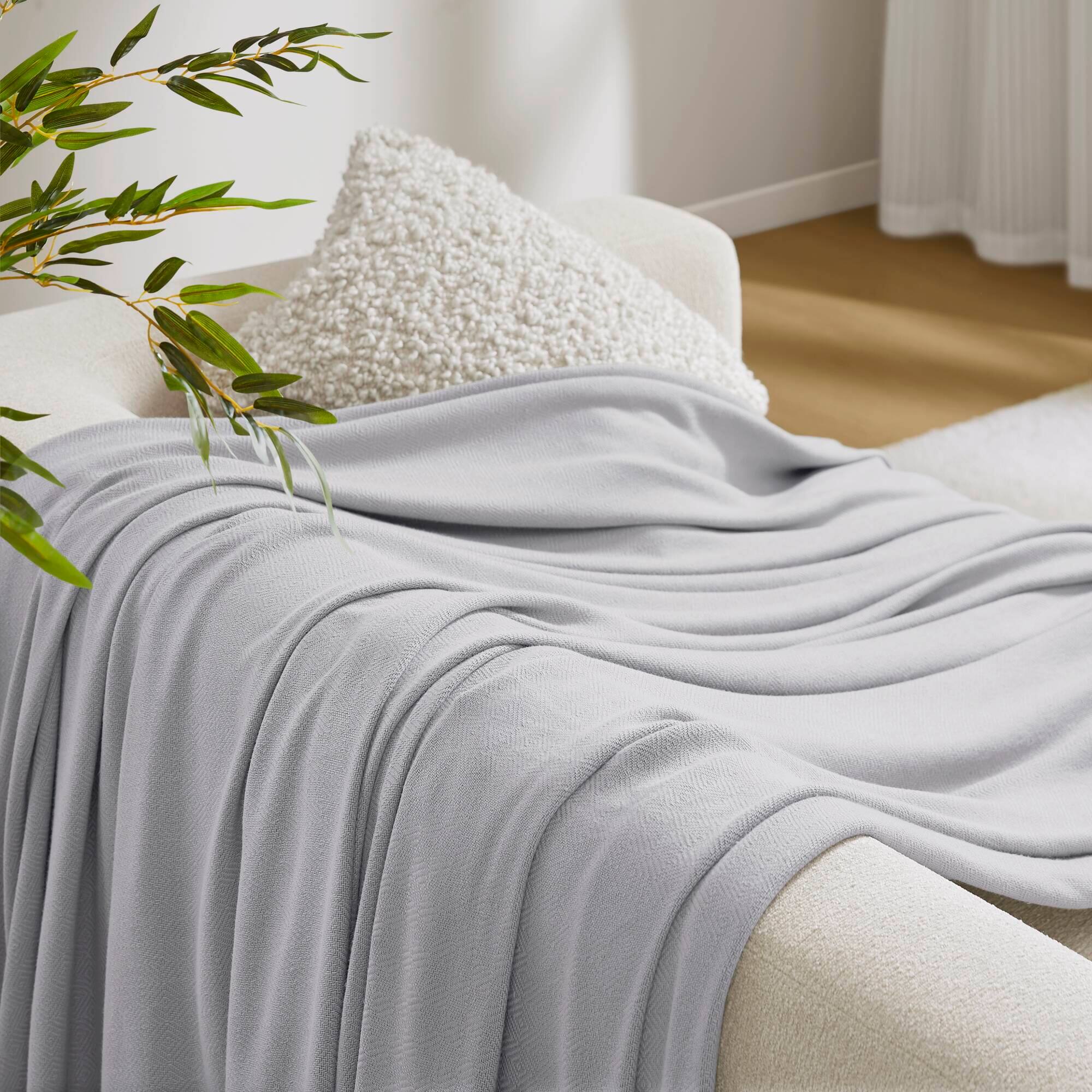 Alt View 4. Gracie Mills - Gracie Mills Kaelith Bamboo Cotton Rayon Blanket Textured - Grey.