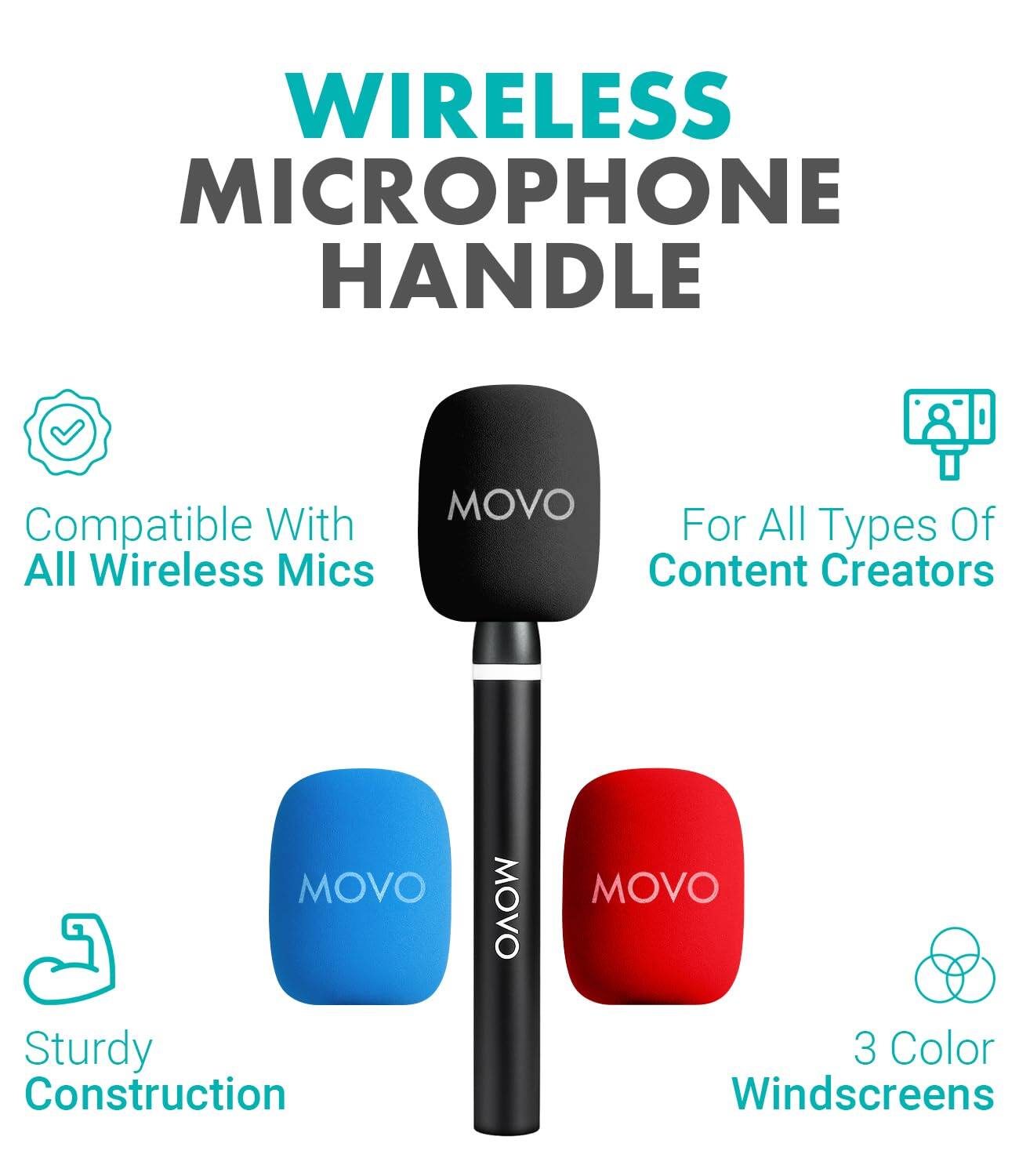 MOVO WMX HM2 Wireless Microphone Handle for DJI Mic, Rode GO II ...